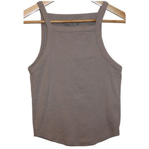 Womens Abercrombie & Fitch Soft AF Tan Ribbed Knit Crop Top Tank Top Size Medium